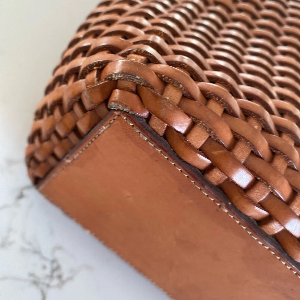 Falor le Borse Leather Woven Tote Bag Purse - Picture 10 of 16